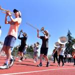 Nancy Treder courtesy photos
Spartan Cadets practice marching around Memorial Field during band camp held at Bainbridge High School.