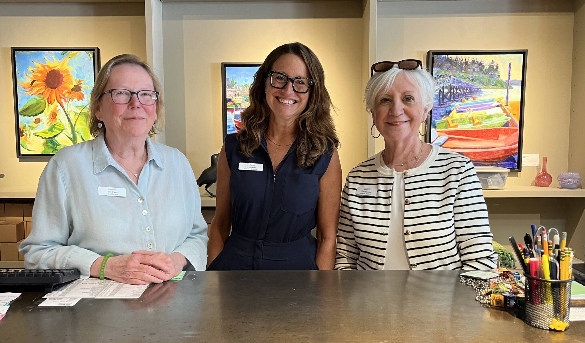 BAC courtesy photo
(left to right) Bainbridge Arts & Crafts sales manager Terri Bryant, incoming executive director Jennifer Albrecht and BAC board president Ellin Spenser.