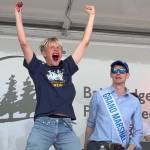 Hallie Mahnken courtesy photos
BHS band student Dane Bowman celebrates following his first-round win in the pie-eating contest July 4.