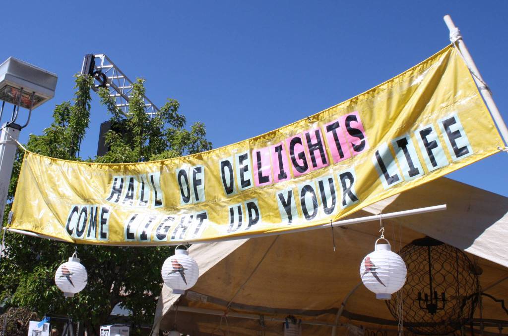 Large banners and signs delineated the sections of the auction, enticing shoppers.