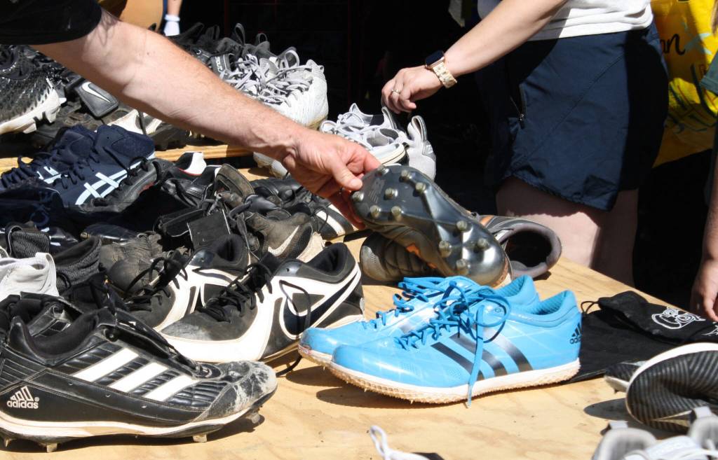 Sporting goods are popular at the Rotary auction.