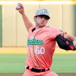 Olivia Crew courtesy photos
J.R. Ritchie pitching for the Double-A Columbus Clingstones May 23.