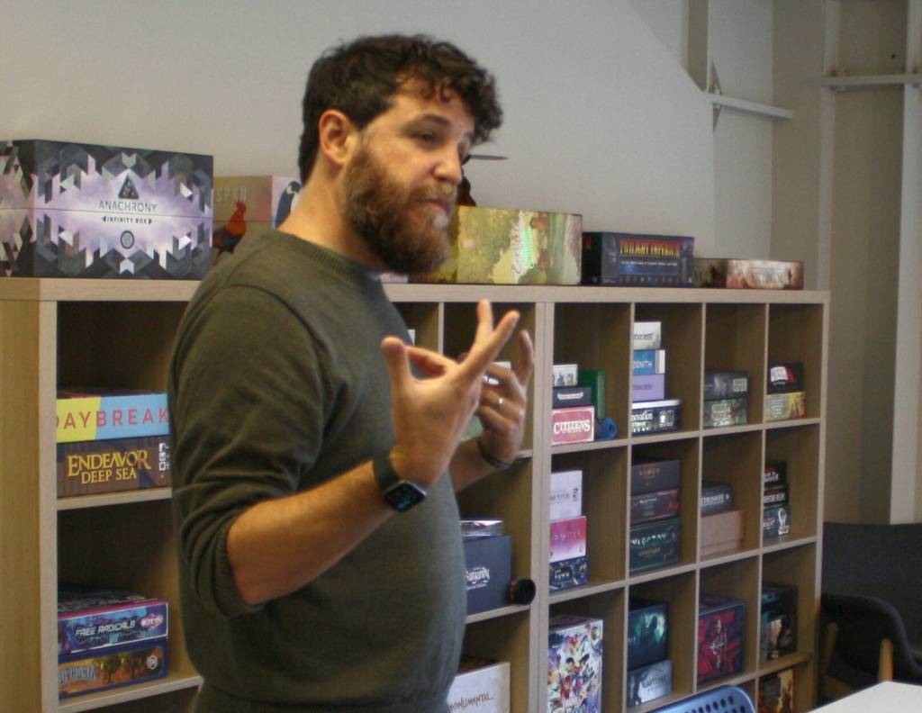 Spencer Marstiller explains the organizing system.