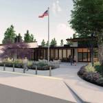 Wenzlau Architects courtesy photos
Initial renderings show the new and improved Bainbridge Island Senior Community Center entrance from Bjune Drive SE.