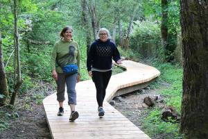 BI Parks & Trails Foundation courtesy photo
Community members stroll the boardwalk at Sunny Hill to Nutes Pond Trail.