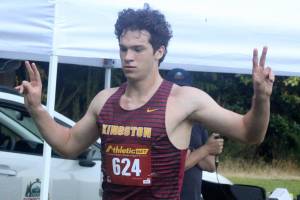 Luke Caputo/Kitsap News Group photos
Kingston Buccaneer Coen Van Vliet placed first in the boys cross-country 2-mile varsity event Sept. 3 in the Olympic League jamboree at the Kitsap County Fairgrounds.