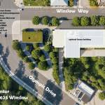 Matthew Coates courtesy photo
A rough proposal of Coates third alternative location, where the building is half on city property and half on private property.