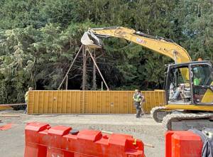 COBI courtesy photos
The contractor continued work this week, pouring the concrete barricades for the box culvert bridge for the Eagle Harbor Drive fish passage project.
