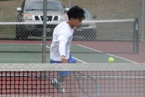 Luke Caputo/Kitsap News Group photos
Trojan Jonah Pantig took home the singles championship at the Olympic League boys tennis tournament Oct. 23 at North Kitsap High School.