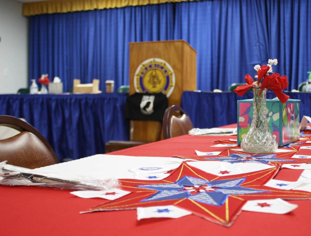 The table is set for the midday luncheon at the American Legion Hall Nov. 11.