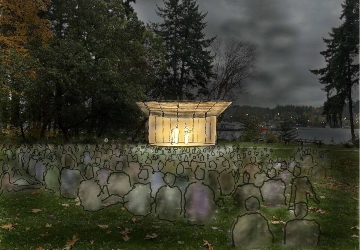 Cutler Anderson Architects courtesy image
The proposed site plan of the stage at Waterfront Park.