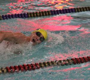 Luke Caputo/Kitsap News Group photos
Spartan Ryan Rich competes in the 200-yard freestyle event in a 126-56 Bainbridge win over the North Kitsap Vikings Dec. 17 in Poulsbo.