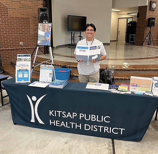 KPHD courtesy photo
Kitsap Public Health Districts Aldrin AJ Villahermosa II doing community outreach to educate the public about growing health concerns surrounding vape use by youth.