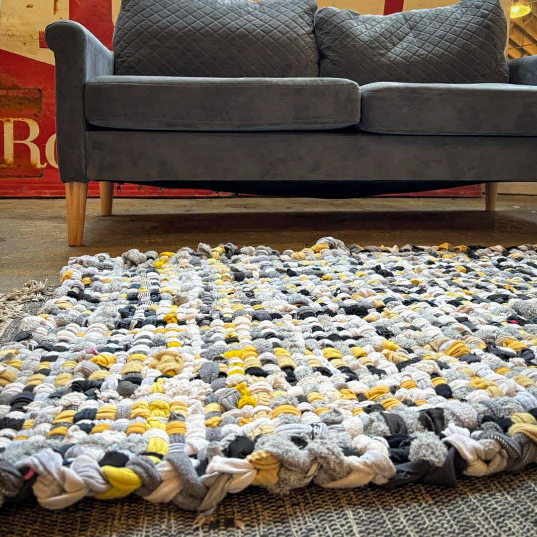 Rag Rug was created from discarded clothing.