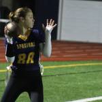 Luke Caputo/Kitsap News Group photos
Spartan quarterback Avery MacGregor looks to make a throw downfield in a 21-7 home loss to Klahowya Jan. 15.