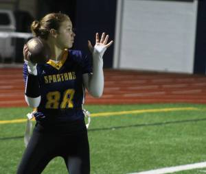 Luke Caputo/Kitsap News Group photos
Spartan quarterback Avery MacGregor looks to make a throw downfield in a 21-7 home loss to Klahowya Jan. 15.