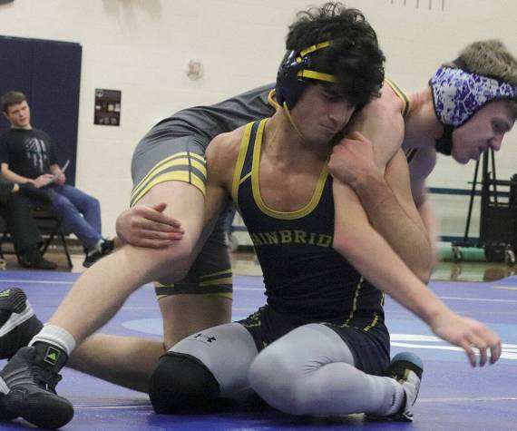 <p>Kayleigh Coulter courtesy photo</p>
                                <p>Spartan Omid Neghabat won his match against Buccaneer Dawson Frezell during a wrestling meet at Banbridge High School Jan. 28.</p>