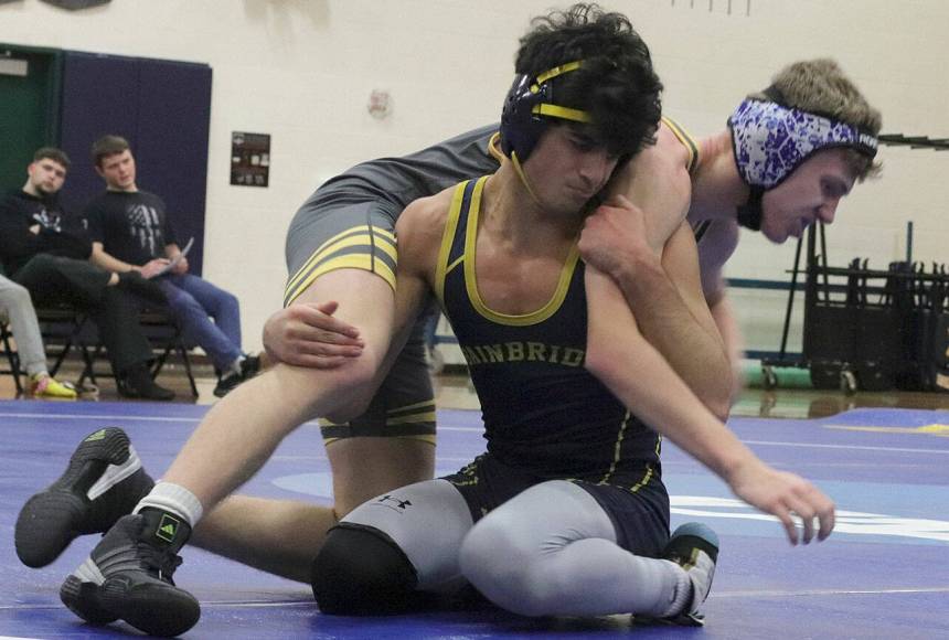 <p>Kayleigh Coulter courtesy photo</p>
                                <p>Spartan Omid Neghabat won his match against Buccaneer Dawson Frezell during a wrestling meet at Banbridge High School Jan. 28.</p>