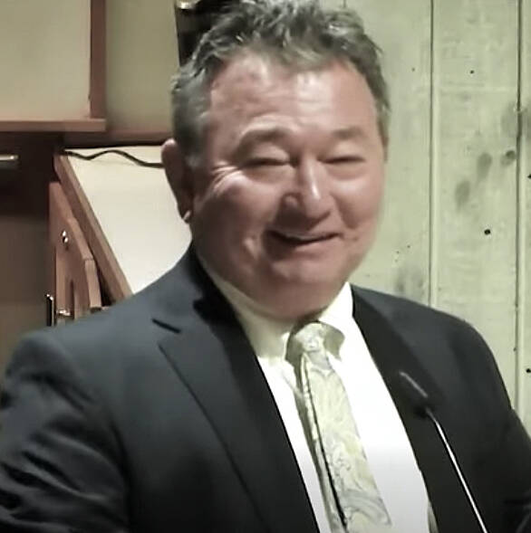 COBI courtesy photo
City Manager Blair King speaks at his last Bainbridge Island City Council meeting Jan. 27.