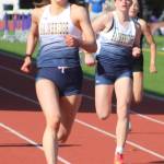 Spartans Cate Torrell and Ema Delecki finished first and second, respectively, in the girls 100-meters during a track and field meet at North Kitsap High School March 26.