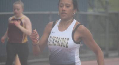 Luke Caputo/Kitsap News Group photos
Bainbridge Spartan Maya Jimenez competes in the girls 100-meter dash April 15 at Integrity Roofing Stadium in Bremerton.