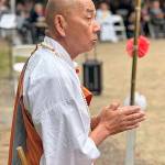 Japanese Buddhist Monk, Reverend Senji Kanaeda, of Bainbridge Islands Nipponzan Myohoji Buddhist temple, was a driving force behind the peace pagoda.