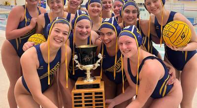 Kristin Gellert courtesy photo
The Bainbridge Spartan girls water polo team celebrates their state title win over the Curtis Vikings May 30 in Tacoma.