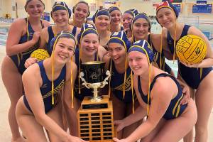 Kristin Gellert courtesy photo
The Bainbridge Spartan girls water polo team celebrates their state title win over the Curtis Vikings May 30 in Tacoma.