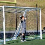Craig Brookes courtesy photos
Bainbridge Spartan Cooper Harrington stands in the goalpost during the 2026 2A boys state soccer championship May 30 at Federal Way Memorial Stadium.
