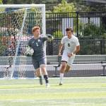 Spartan goalkeeper Cooper Harrington directs traffic after making a save during the 2026 2A boys state soccer championship May 30 at Federal Way Memorial Stadium.